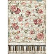 Stamperia Rice Paper A3  Passion Roses and Piano