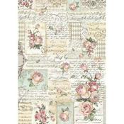 Stamperia Rice Paper A3 Roses And Manuscripts
