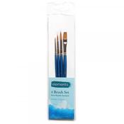 Elements Set of 4 Short Handle Watercolour Brushes  - Round 1,4,6 and 3/8" Flat