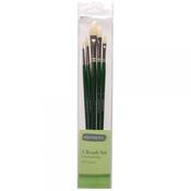Elements Set of 5 Oil Brushes Long Handle - Flat 3,5,7  and Round 1&amp; 4