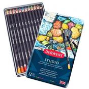 Derwent Studio Pencil 12 Tin  - The slim hexagonal pencil sharpens to a fine point , giving precise control  and are perfect for detailed illustrations. image