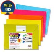 14986 -  Premier Office A4 Button Document Wallets - Bright Colours Packed 5 image