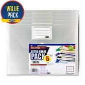 Premier Office Clear A4 My Clear Button Bag Wallets - per pack of 5