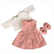 Egmont Dolls Clothes  - Pink Shoes and Dress &amp; white cardigan  everything in natural cotton. Easy to dress and undress image