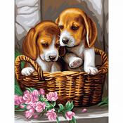 Basket of Puppies - Medium Paint By Numbers image