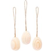 Wooden Eggs For Hanging, Medium 3 PCS, 34MM X 43MM image