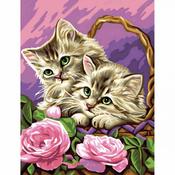 Floral Kittens - Medium Paint By Numbers image