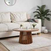 Slatted Mango Wood Round Coffee Table image