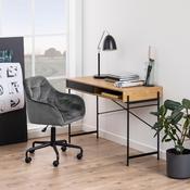 Angus Desk with Sliding Door in Oak &amp;amp; Black image