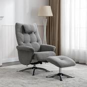 Orson Recliner with Footstool - Herbert Light Grey