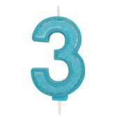 Blue Number Candle - 3