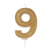 Gold Number Candle - 9 image