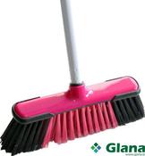 HILLBRUSH Household Broom with Handle, PVC, Soft, 265mm, Blue - Glana