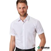 BROOK TAVERNER Milano White Short Sleeve Slim Fit Non-Iron Shirt - Glana image