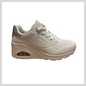 Skechers 177521 Ladies Street UNO Wedge - Safari Daze. Off White/Leopard Print
