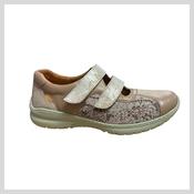 Softmode Ladies Taupe Double Velcro Shoe - 6374-42 Chrissy 3E