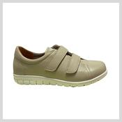 Softmode Women's Cream/Beige Double Velcro Shoe - 6627-15 Gail 3E