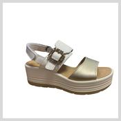 Ladies Igi&amp;Co Platform Gold and white sandal 1164522