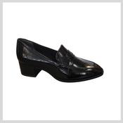 Tamaris 1-24342 Ladies Black Patent Block Heeled Loafer image