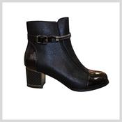 REDZ H669 Ladies Black Ankle Boots Patent Toe