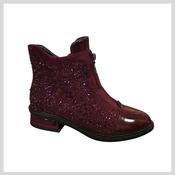REDZ R1576 Ladies Sparkly Burgundy Ankle Boots
