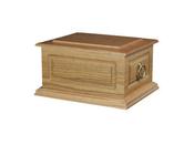 Solid oak casket urn with brass ring handle (4l) image