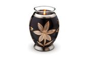 Brass Candle Urn: Black and Silver with Gold Flower (0.3l) image