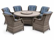 Amalfi 6 Seat Round Ceramic Glass Dining Set image