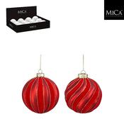 Bauble Glass Stripes Red D10cm image
