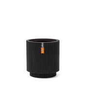 Vase Cylinder Groove Black 8x9