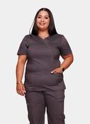 Cherokee WW Revolution Mock Wrap Scrub Top WWE610 - Pewter image