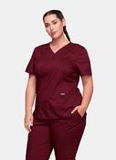 Cherokee WW Revolution Mock Wrap Scrub Top WWE610 - Wine image