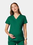 Cherokee WW Revolution Maternity Mock Wrap Scrub Top WWE688 - Hunter image