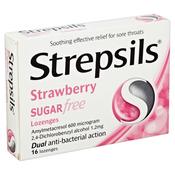 Strepsils Strawberry Sugar Free Lozenges 16Loz Reckitts image