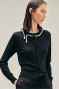 CLASSIC MERINO SILK CARDIGAN W/ EMB BLACK image