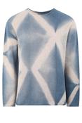 Long Cashmere Seamless Pullover - Itajime - Dark Blue - Sand