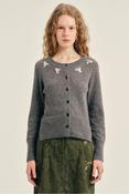 RELAXED CASHMERE CARDIGAN W/ EMB GREY AW26