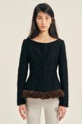 ROUND SCULPT FAUX FUR DETAILS BUSTLE JACKET