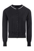 CLASSIC MERINO SILK CARDIGAN W/ EMB BLACK AW26