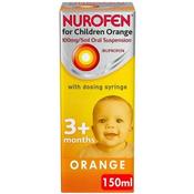 Nurofen Children Oral Suspension Orange W/ Syringe 150Ml