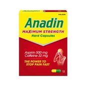 Anadin Maximum Strength (Aspirin) 12 Capsules