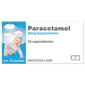 Paracetamol 80Mg Suppositories For 3 To 12 Months 10 Pack