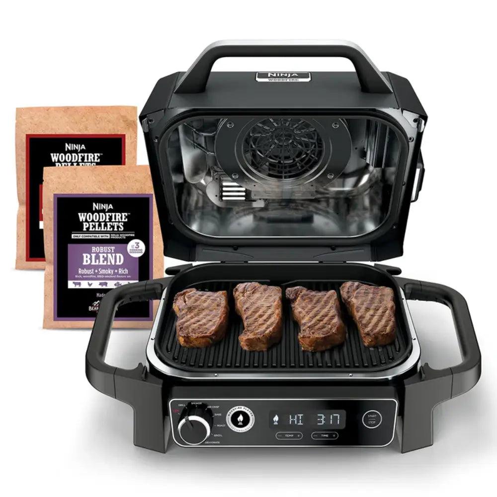 Ninja Woodfire Electric BBQ Grill & Smoker with Air Fry, Grill, Smoker, Woodfire Technology