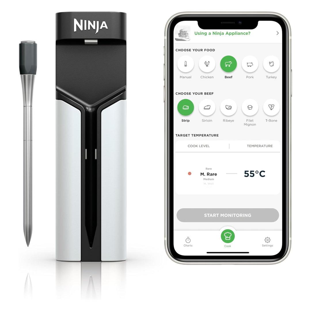 Ninja Wireless Meat Thermometer with Probe, Black and White