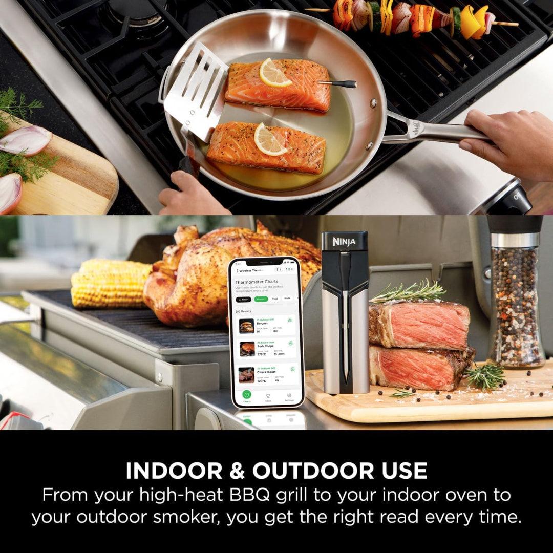 Ninja Wireless Meat Thermometer with Probe, Black and White