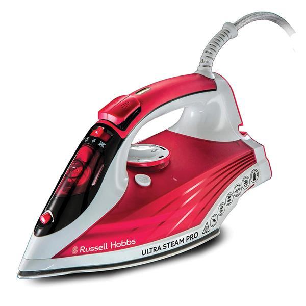 Russell Hobbs Ultra Steam Pro Steam Iron 2600W | Red, Ceramic Soleplate, Anti-Calc, Anti-Drip