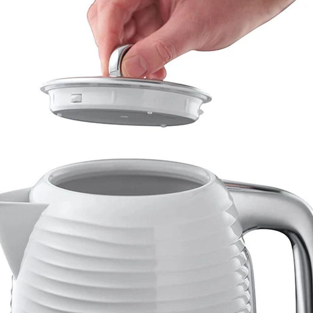 Russell Hobbs White 1.7L Electric Kettle - Rapid Boil, Perfect Pour, Anti-scale, Cord Storage, 3000W