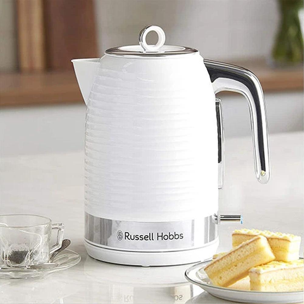 Russell Hobbs White 1.7L Electric Kettle - Rapid Boil, Perfect Pour, Anti-scale, Cord Storage, 3000W