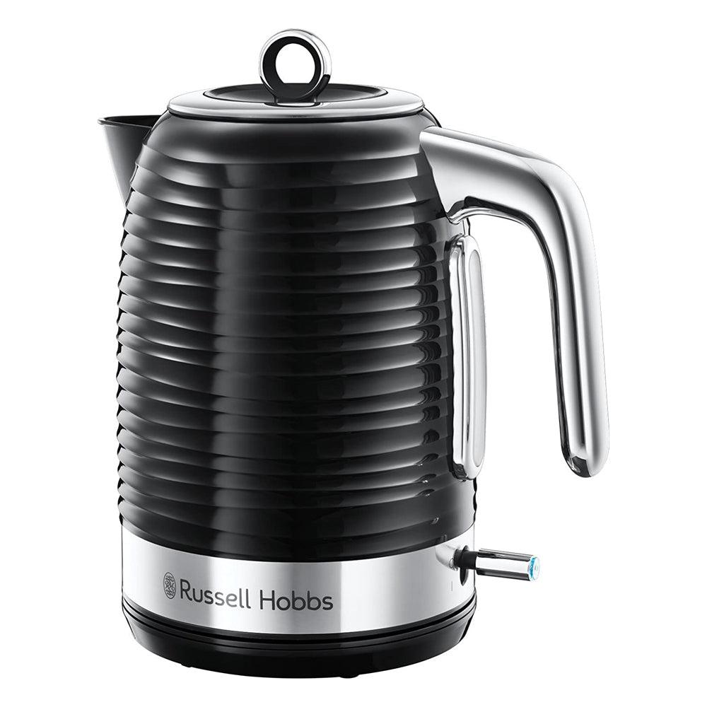 Russell Hobbs Black Kettle 1.7L Rapid Boil, Perfect Pour Spout, Blue Light