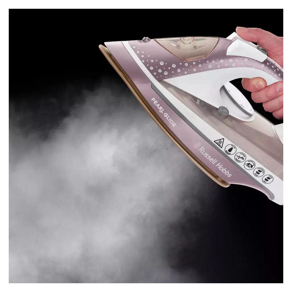 Russell Hobbs Pearl Glide Steam Iron 2600W 150g Steam Shot 315ml Water Tank Pearl Infused Ceramic Soleplate